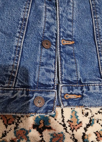 Düğmeli Mavi Kadın Kot Ceket - Görsel 4