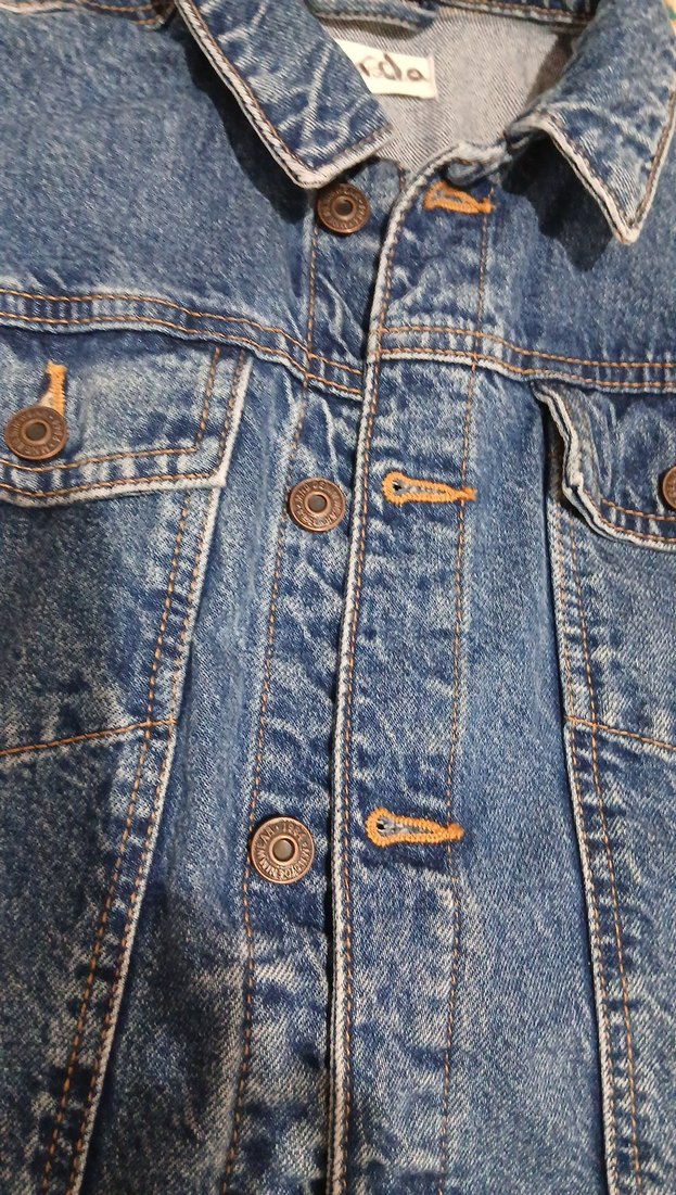 Düğmeli Mavi Kadın Kot Ceket - Görsel 3