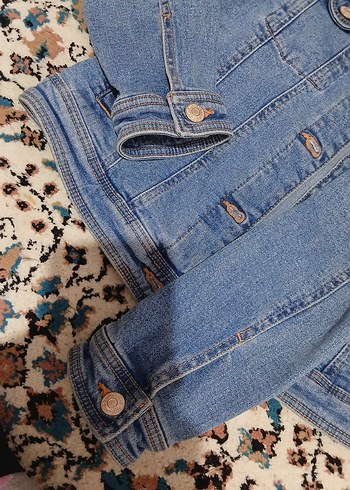 Düğmeli Mavi Kadın kot Ceket - Görsel 3