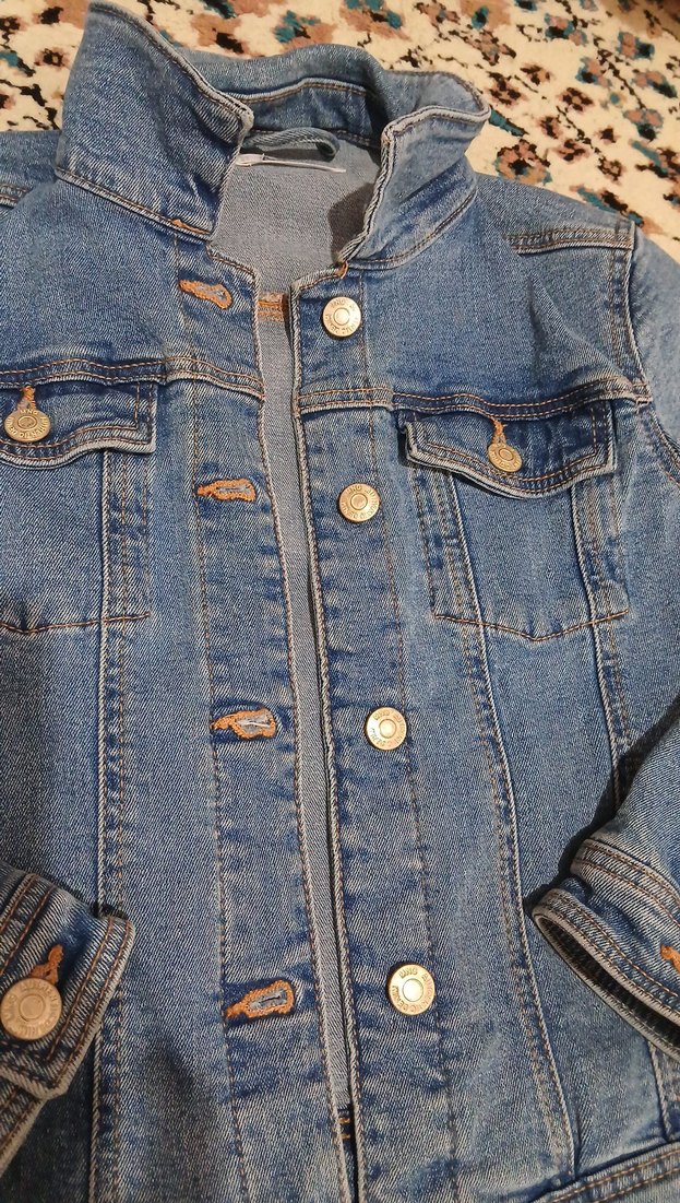 Düğmeli Mavi Kadın kot Ceket - Görsel 2