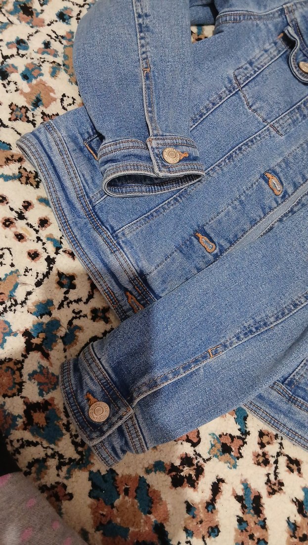 Düğmeli Mavi Kadın kot Ceket - Görsel 3