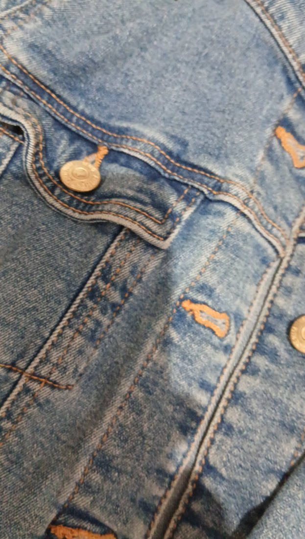 Düğmeli Mavi Kadın kot Ceket - Görsel 4