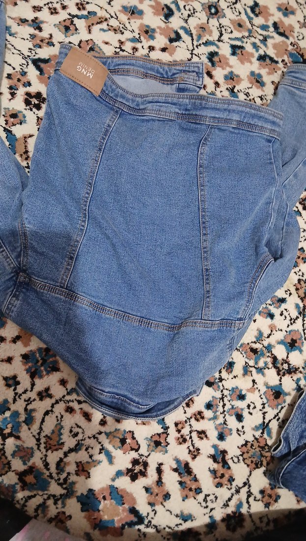 Düğmeli Mavi Kadın kot Ceket - Görsel 5