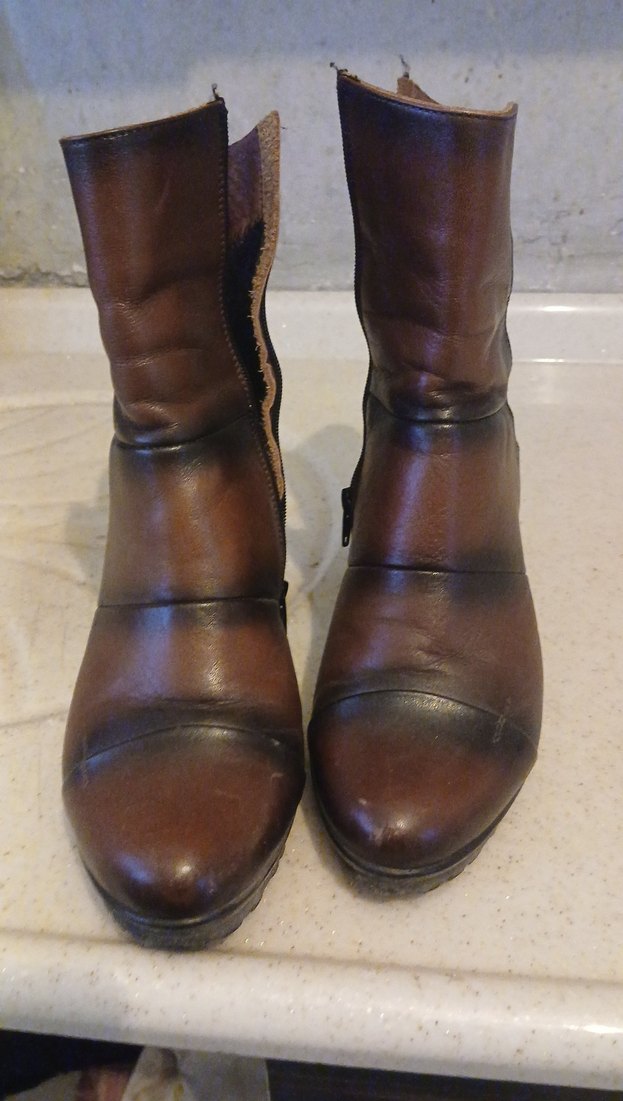 Kahverengi Deri Kadın Topuklu Bot - Görsel 4