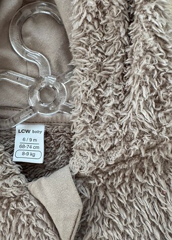 Kahverengi Peluş Bebek Tulumu Kapüşonlu Mont - Görsel 2