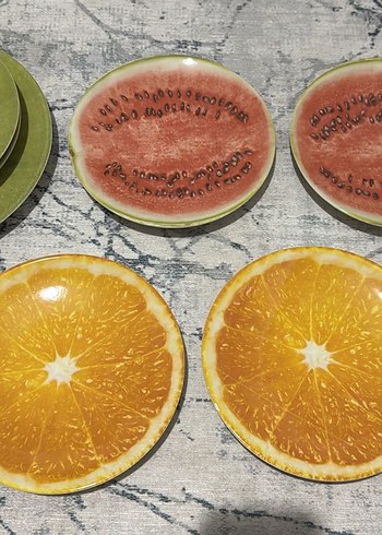 Meyve Desenli Renkli Tabak Seti - Görsel 2