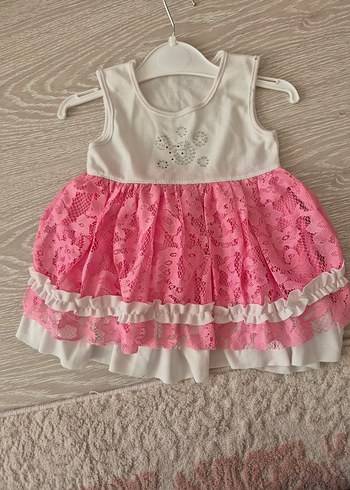 Kız Çocuk Pembe Dantel Elbise