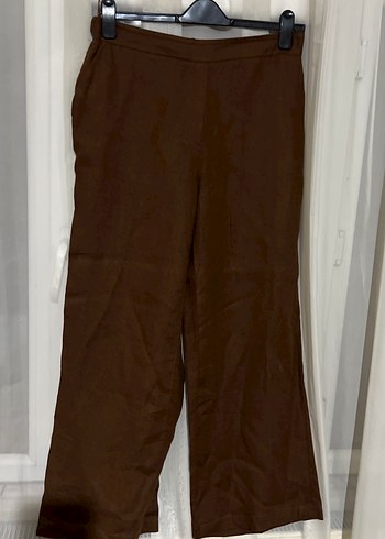 Kadın Kahverengi keten pantolon - Görsel 2