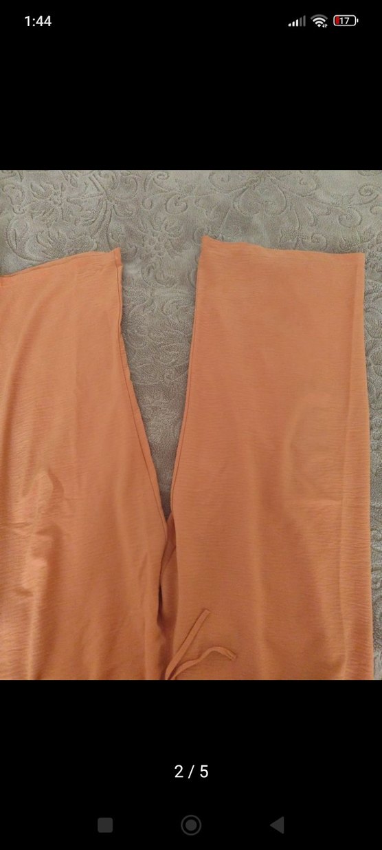 Kadın Turuncu Rahat Keten Kumaş Pantolon - Görsel 2