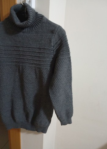 Gri Kadın Boğazlı Kazak - Görsel 5