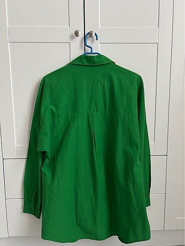 xs Beden yeşil Renk Oversize uzun basic gömlek yeşil