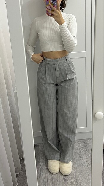 Bershka gri dad fit pantolon