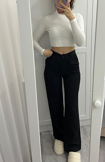 Trendyolmilla siyah wide leg yüksek bel pantolon