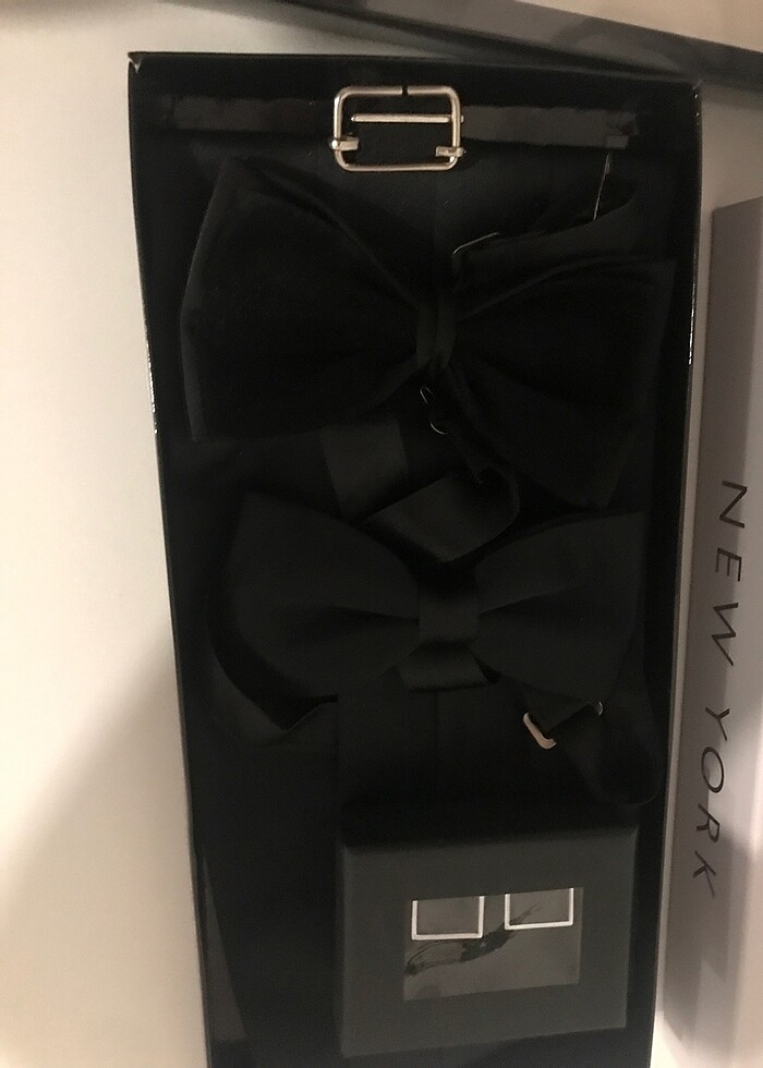 Damat iki papyon , kuşak , kol düğmesi - Görsel 4