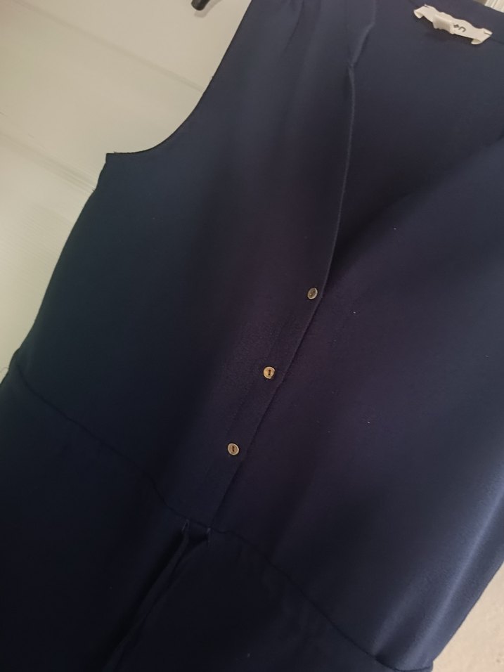 Koton Mavi Desenli V Yaka Düğmeli belden ipli - Görsel 2