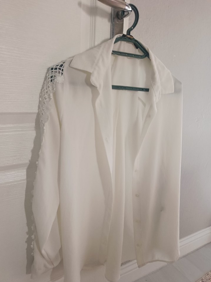 Dantel Detaylı Beyaz Bohem Kadın Bluz - Görsel 2