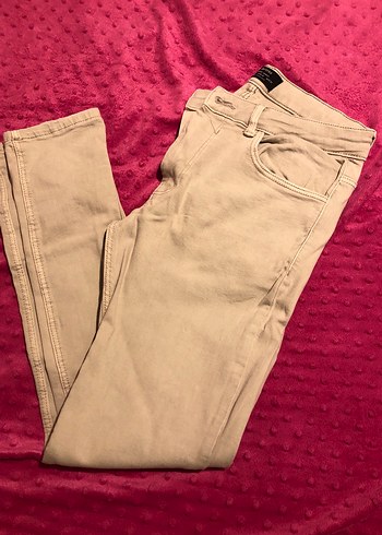 Bershka Bej Slim Fit Denim Jean