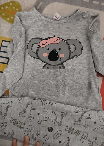 Gri Baskılı Çocuk Pijama Takımı - Görsel 3