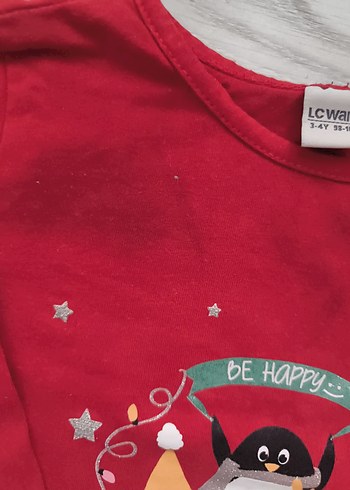 Kız Çocuk Kırmızı Baskılı Uzun Kollu Tişört - Görsel 2