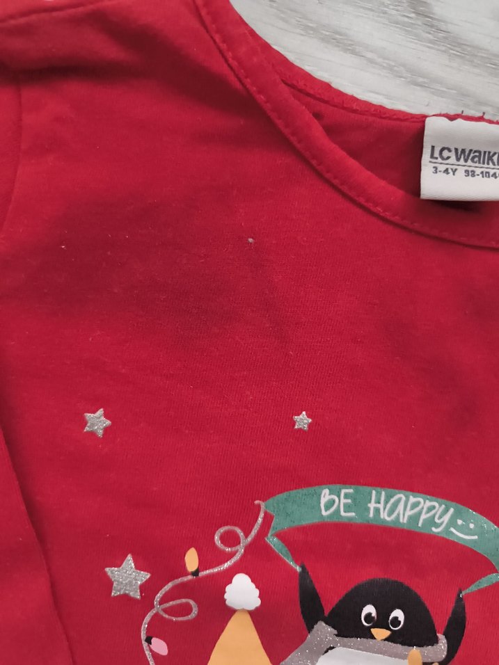 Kız Çocuk Kırmızı Baskılı Uzun Kollu Tişört - Görsel 2