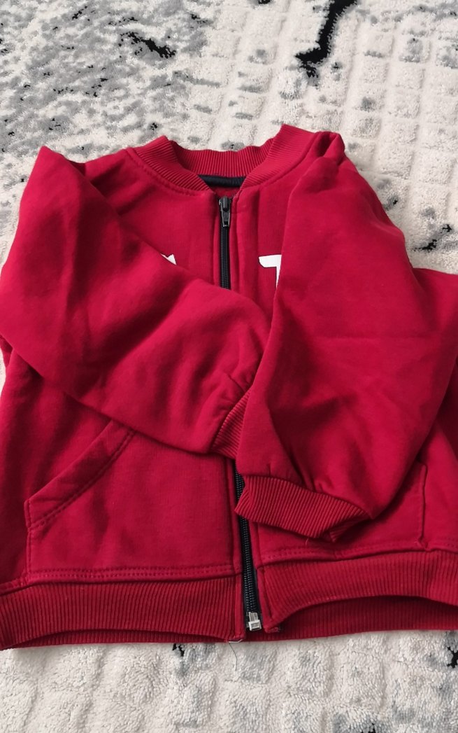 Kızak Baskılı Kırmızı Fermuarlı Sweatshirt - Görsel 2