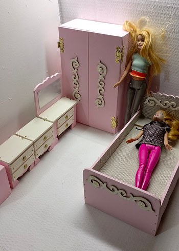 Pembe Bebek Mobilyası ve Bebekler - Görsel 6