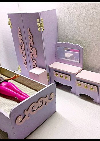 Pembe Pastel Renkli Oyuncak Yatak ve Mobilya Seti - Görsel 5