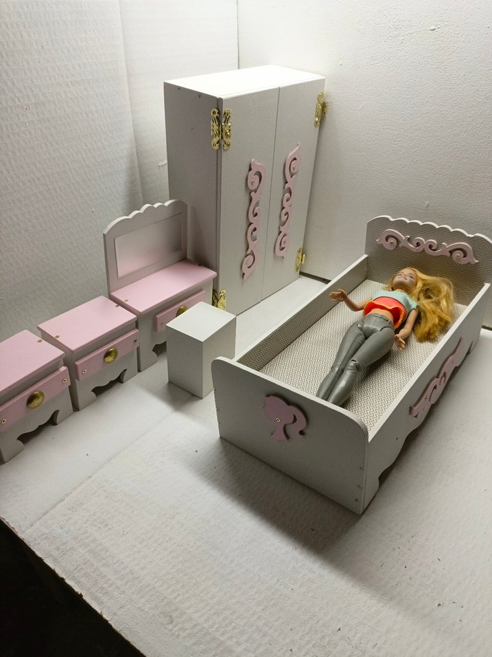 Pembe Pastel Çocuk Şifonyer Seti barbie - Görsel 4