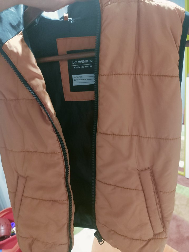 Erkek çocuk sarı Kapüşonlu Fermuarlı Yelek - Görsel 3