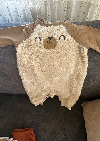 Kahverengi Peluş Erkek Bebek Tulumu 6 9 aylık - Görsel 2