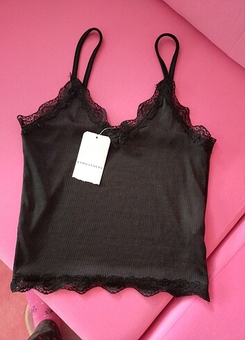 36 Beden Dantelli askılı crop bluz 