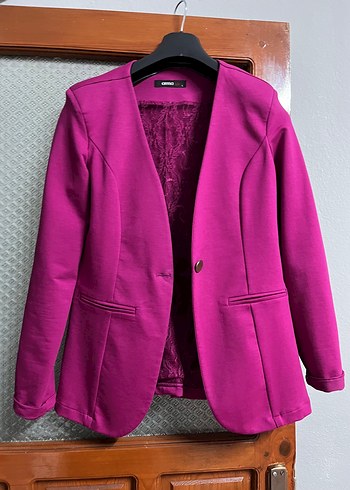 l Beden Pembe Düğmeli Kadın Blazer Ceket