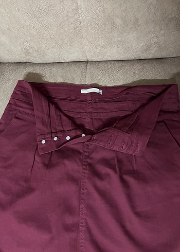 l Beden bordo Renk Bordo Düğmeli Midi Mini Etek