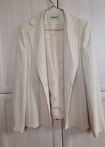 Bej Düğmeli Kadın Blazer Ceket - Görsel 3