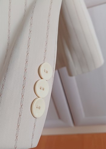 Bej Düğmeli Kadın Blazer Ceket - Görsel 6