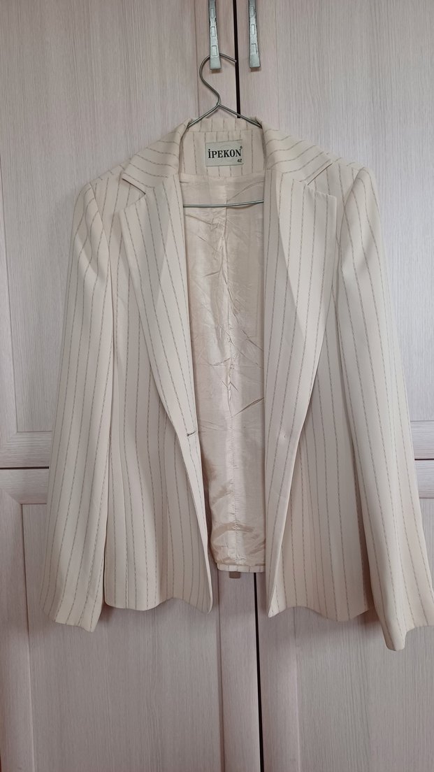 Bej Düğmeli Kadın Blazer Ceket - Görsel 3