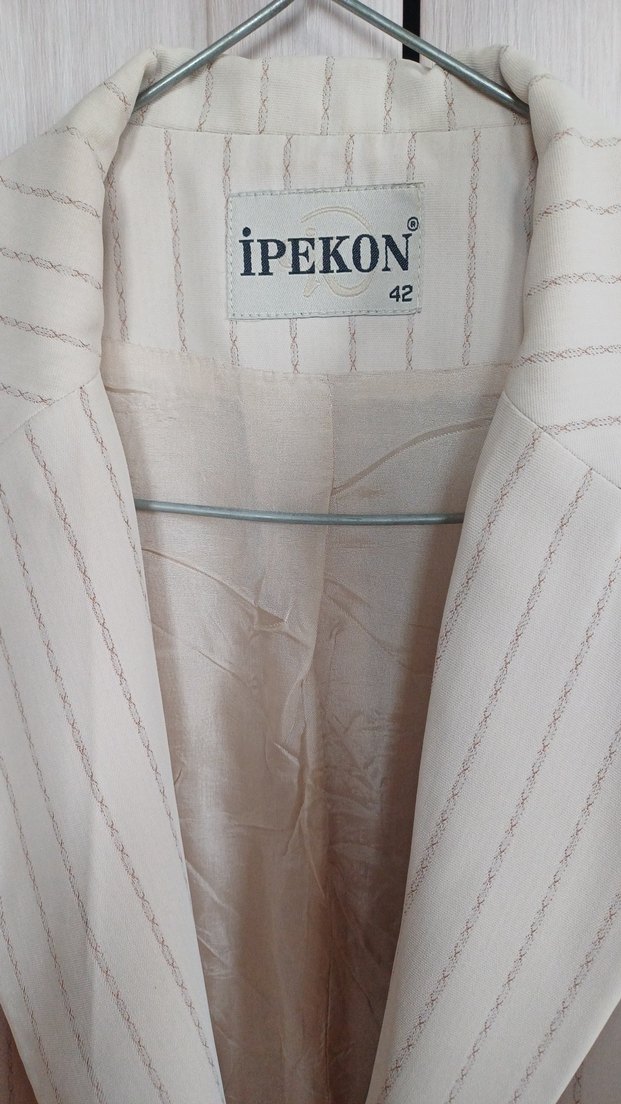 Bej Düğmeli Kadın Blazer Ceket - Görsel 4