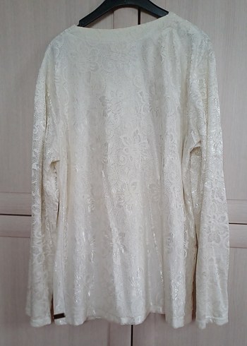 Kadın Beyaz Dantel Detaylı Keten Ceket - Görsel 4