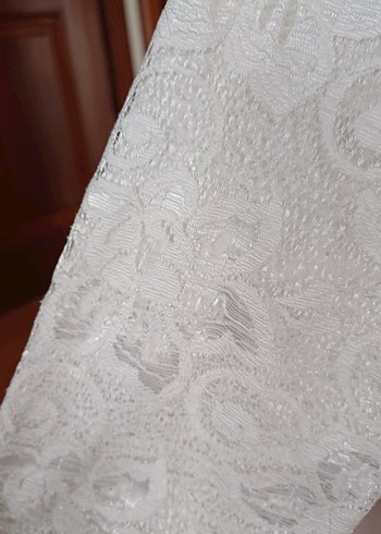 Kadın Beyaz Dantel Detaylı Keten Ceket - Görsel 7