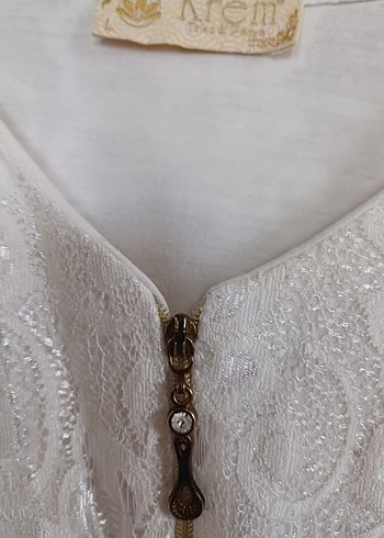 Kadın Beyaz Dantel Detaylı Keten Ceket - Görsel 2