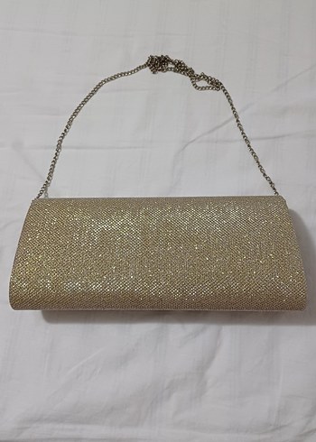 Zincir Detaylı Altın Renkli Yılan Desenli Kadın Abiye Çanta - Görsel 2