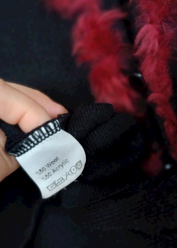 Kırmızı Kürklü V Yaka Uzun Kollu Hırka - Görsel 6