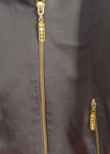 Düğme Süslü Lajivert Deri Görünümlü Kadın Ceket - Görsel 7