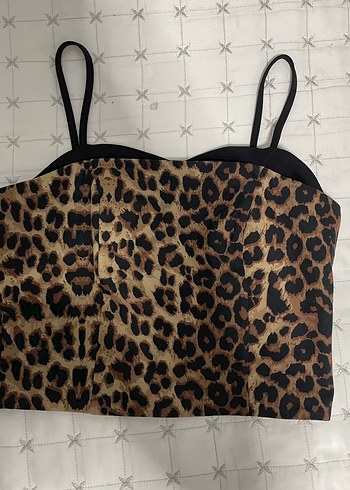 Kahverengi Leopar Desenli Kadın Büstiyer