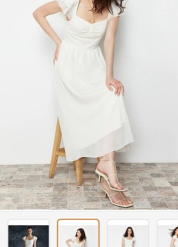 40 Beden beyaz Renk Beyaz elbise