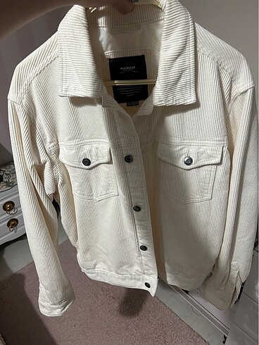 Pull and Bear Orjinal Pull&Bear Bej kadife mevsimlik ceket