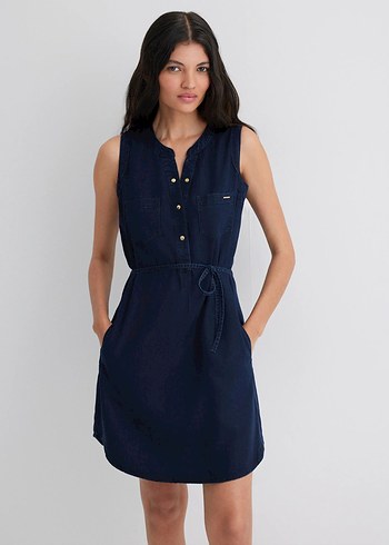 Mavi Jeans Mavi Kemerli V Yaka Kot Elbise