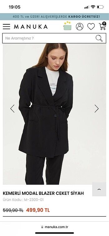 Manuka kemerli modal blazer ceket