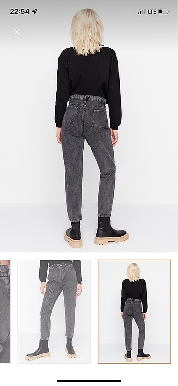 Trendyol & Milla Antrasit yüksek bel mom jeans