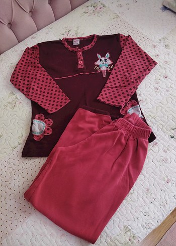 Bordo Nakışlı Salaş Kadın Pijama Takımı